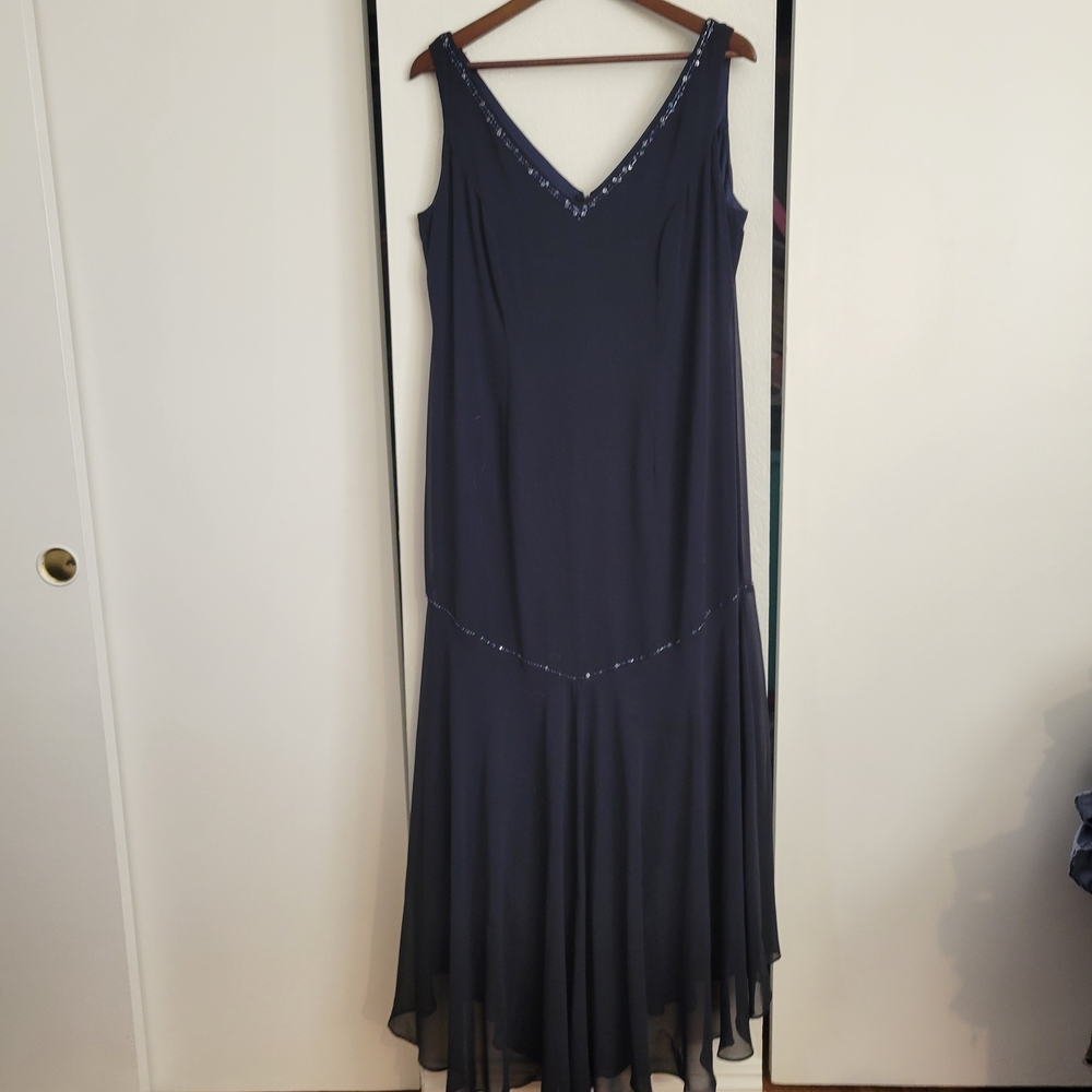David's Bridal Deep Blue Maxi Dress